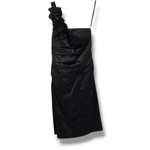 B Darlin Black One Shoulder‎ Flower Detail Formal Cocktail Party Dress Size 1/2